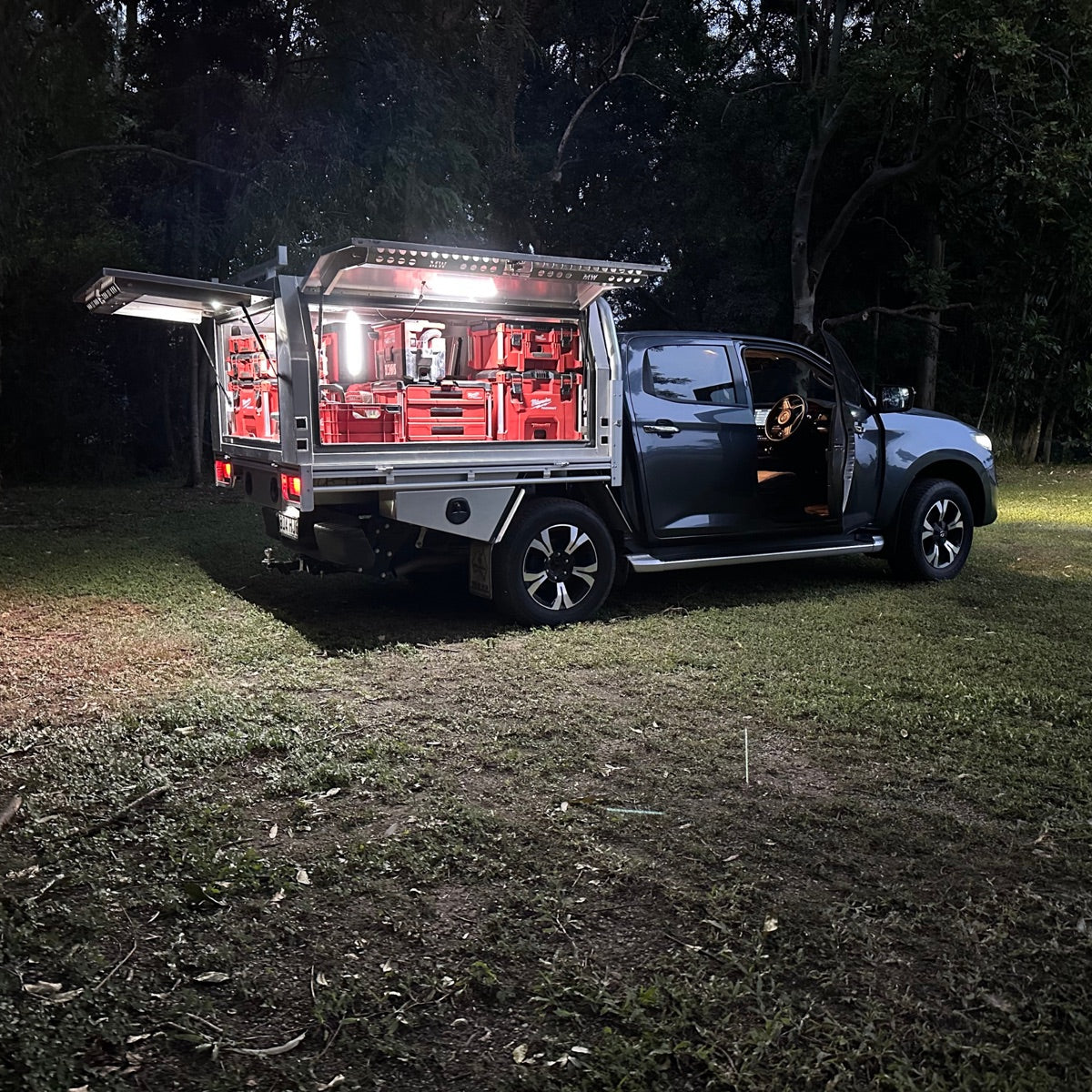 Whole ute canopy lit up at night